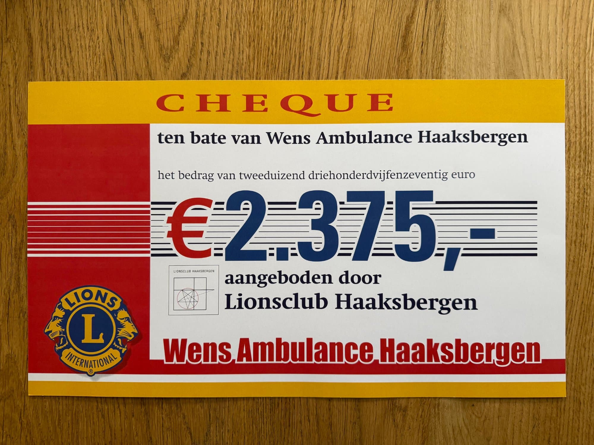 đź’› Prachtige donatie van Lionsclub Haaksbergen! - foto 1 van 1