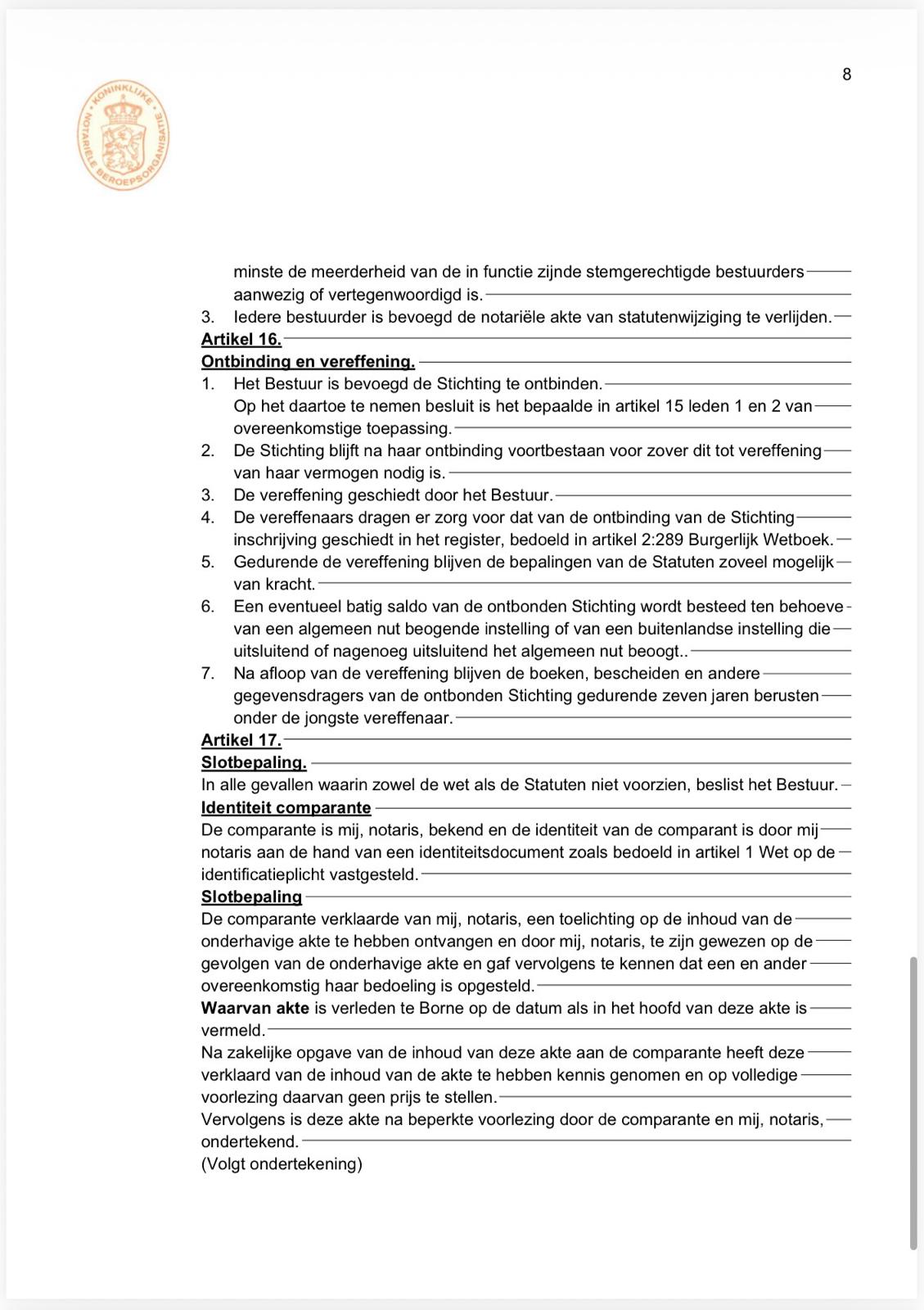Statuten pagina 8 van 9